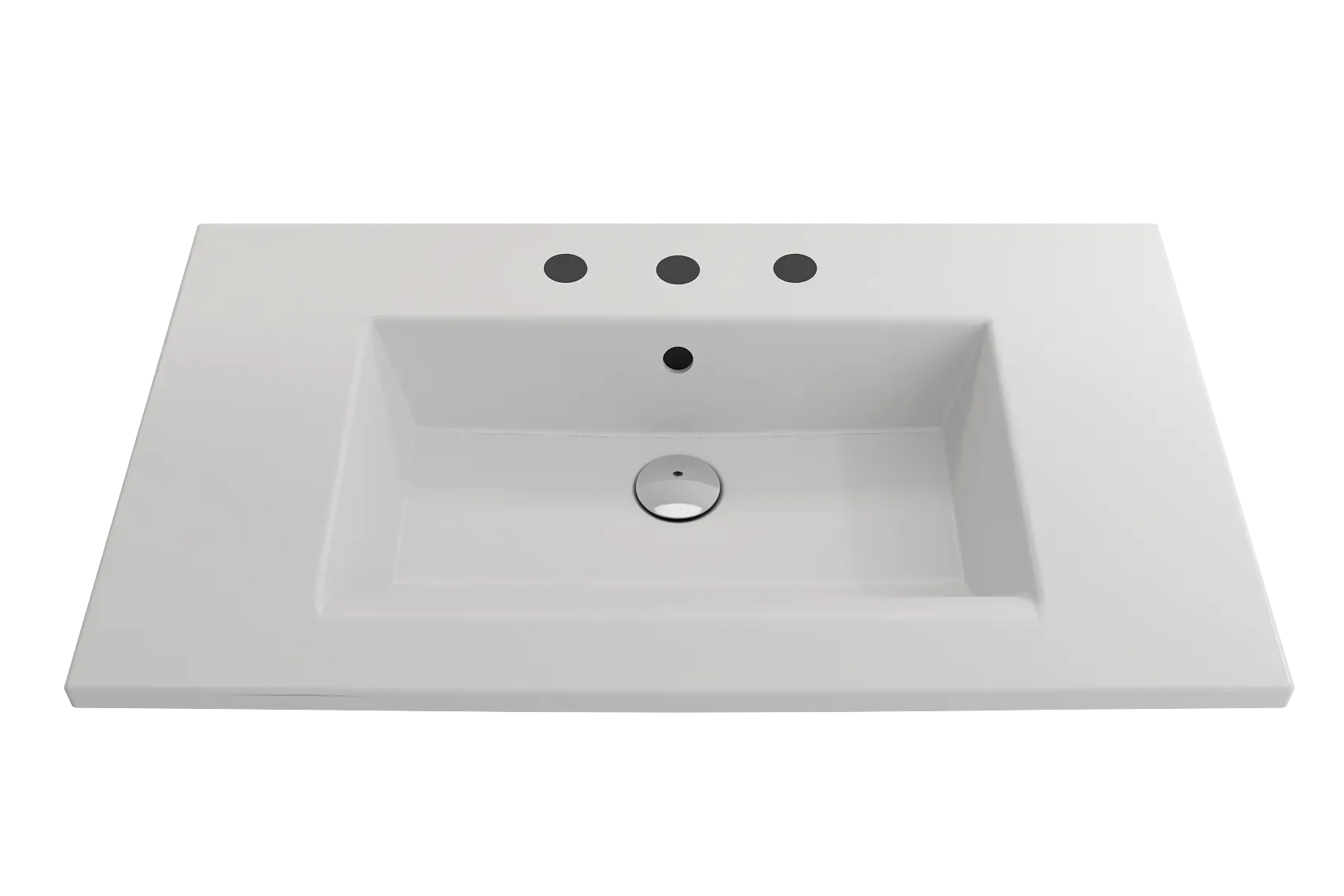 BOCCHI Ravenna 32" Rectangle Wallmount Fireclay Bathroom Sink, Matte White, 3 Faucet Hole, 1113-002-0127