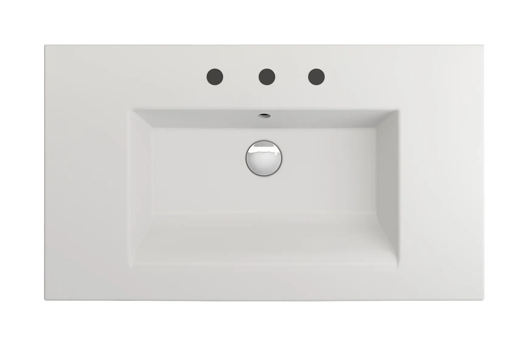 BOCCHI Ravenna 32" Rectangle Wallmount Fireclay Bathroom Sink, Matte White, 3 Faucet Hole, 1113-002-0127