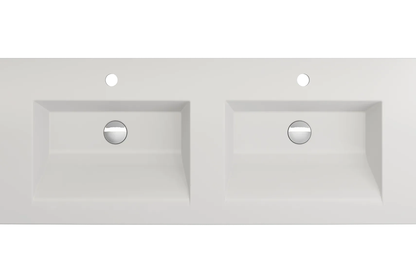 BOCCHI Ravenna 48" Rectangle Wallmount Fireclay Bathroom Sink, Double Basin, Matte White, Single Faucet Hole, 1111-002-0132