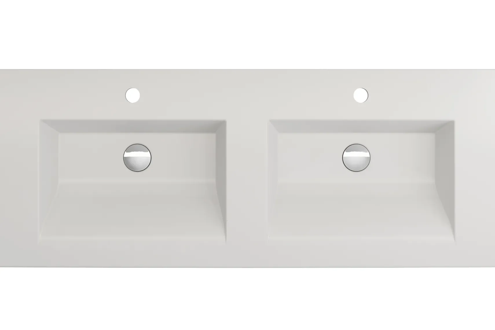 BOCCHI Ravenna 48" Rectangle Wallmount Fireclay Bathroom Sink, Double Basin, Matte White, Single Faucet Hole, 1111-002-0132