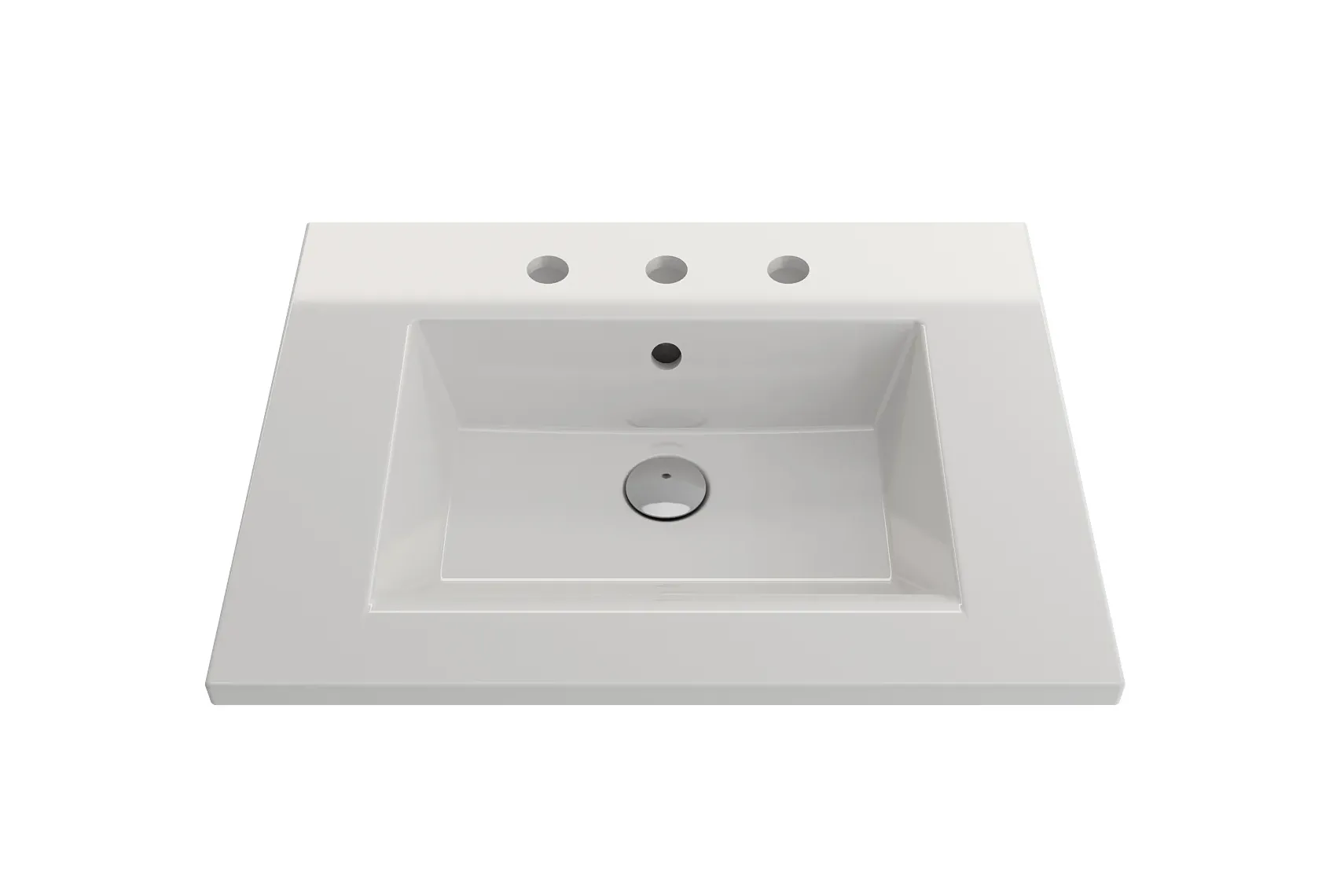 BOCCHI Ravenna 25" Rectangle Wallmount Fireclay Bathroom Sink, White, 3 Faucet Hole, 1161-001-0127