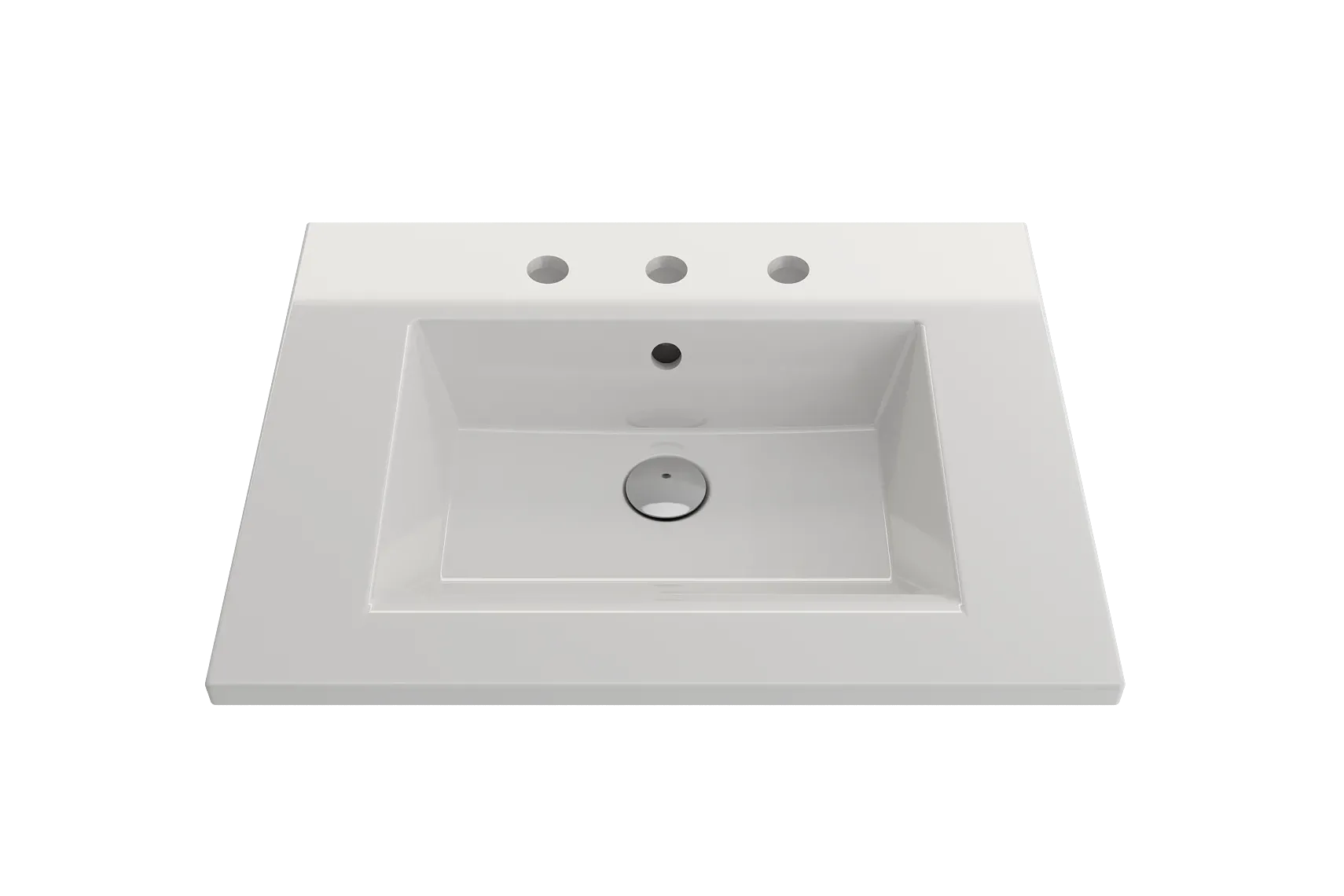 BOCCHI Ravenna 25" Rectangle Wallmount Fireclay Bathroom Sink, White, 3 Faucet Hole, 1161-001-0127