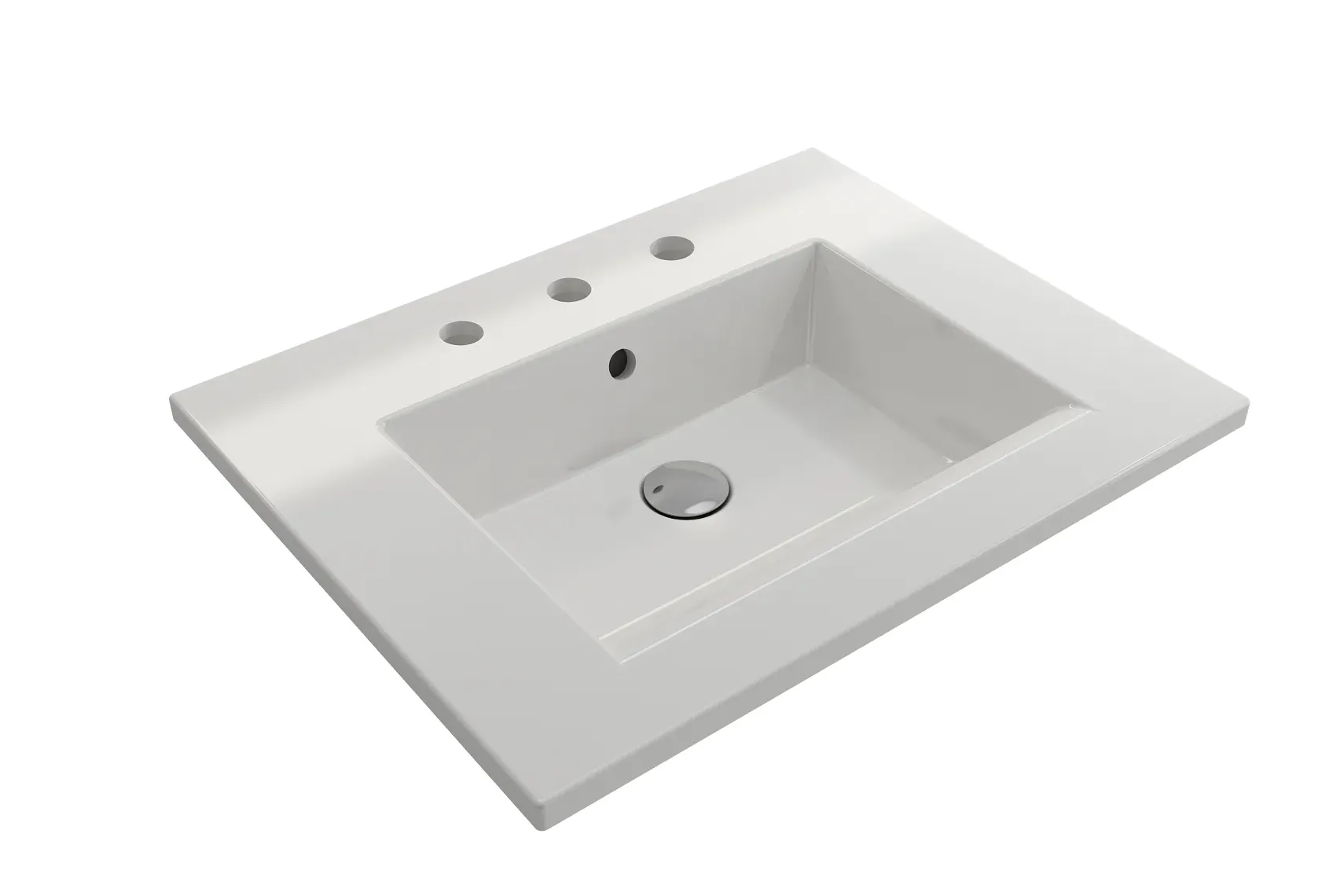 BOCCHI Ravenna 25" Rectangle Wallmount Fireclay Bathroom Sink, White, 3 Faucet Hole, 1161-001-0127