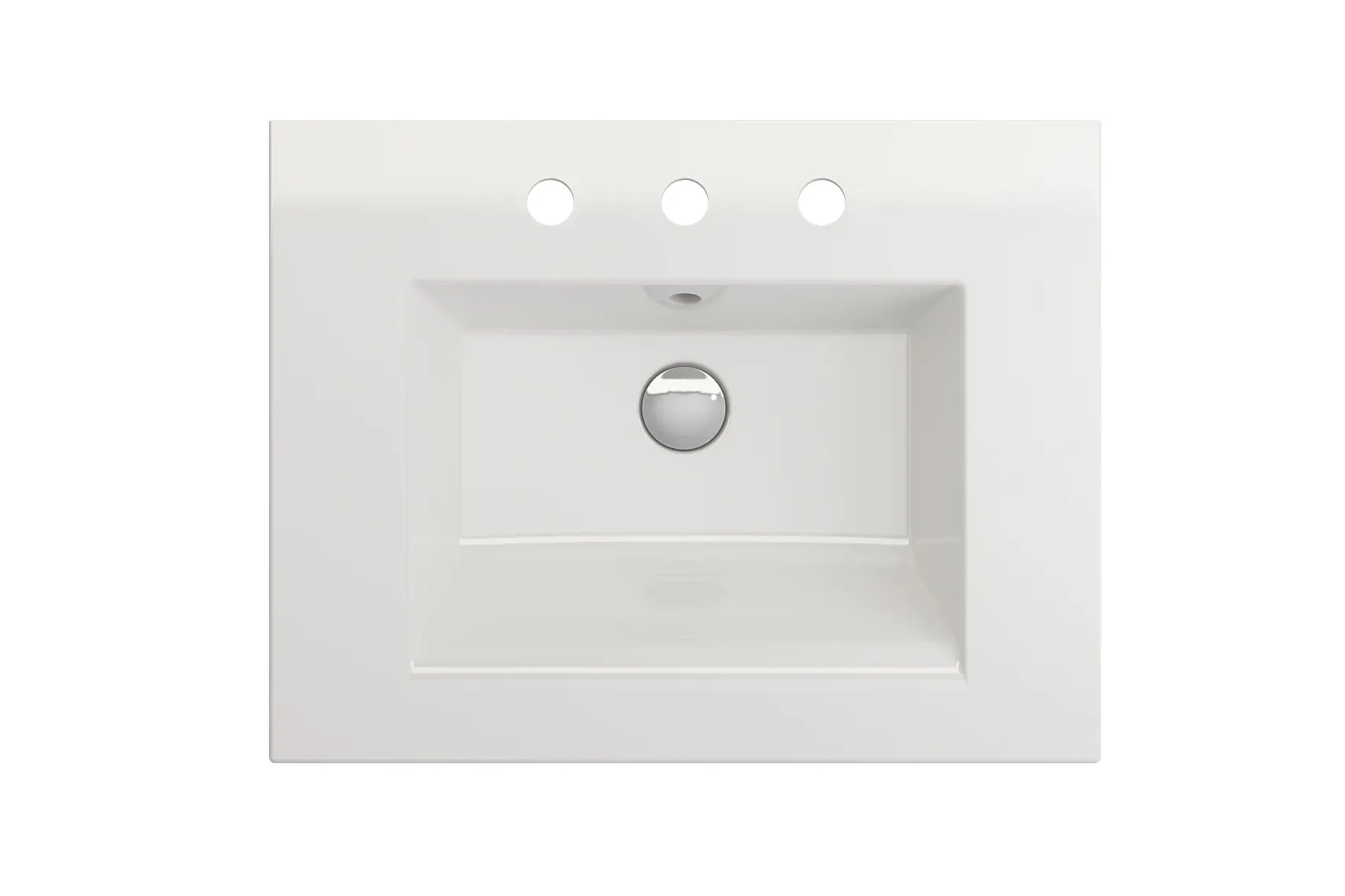 BOCCHI Ravenna 25" Rectangle Wallmount Fireclay Bathroom Sink, White, 3 Faucet Hole, 1161-001-0127
