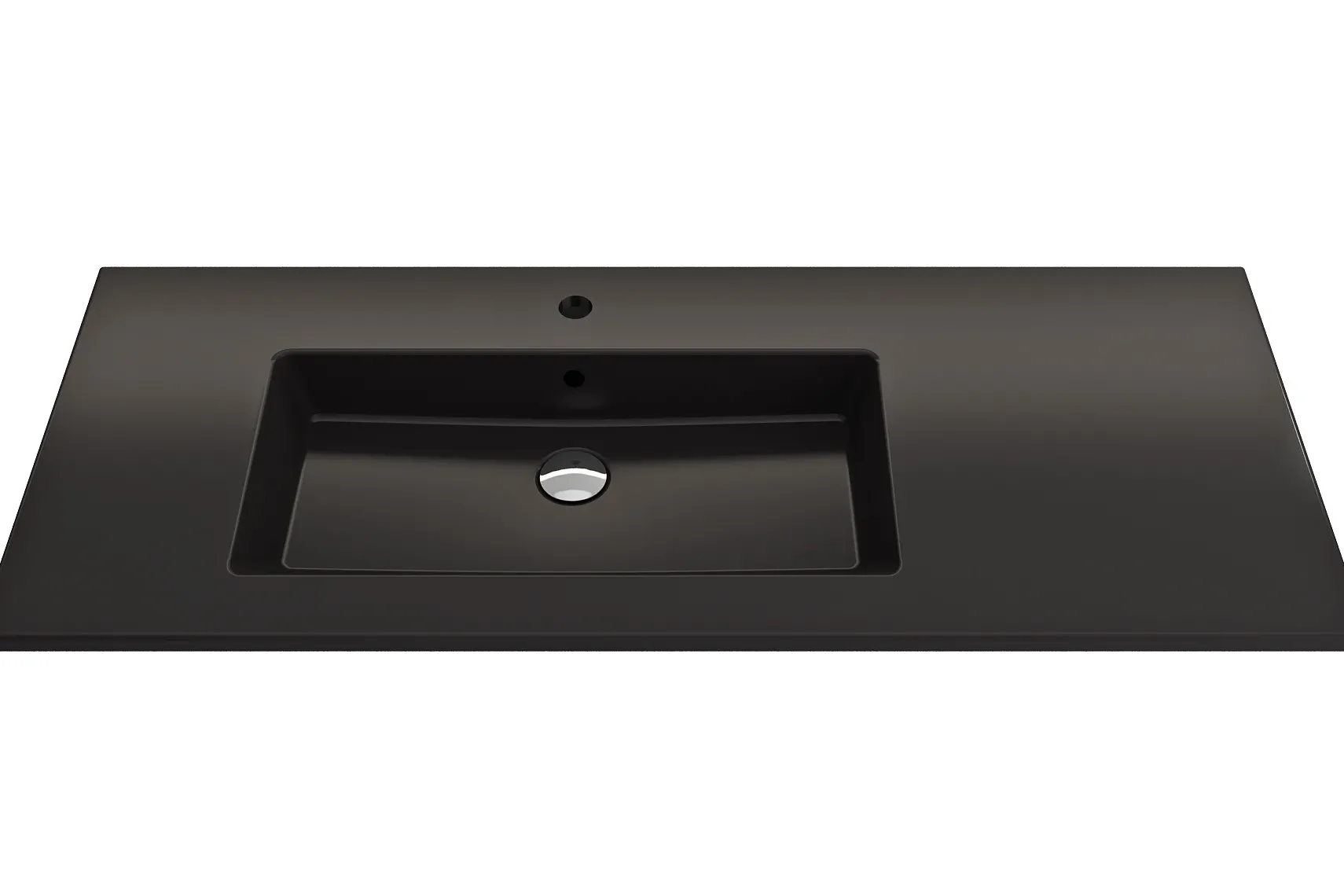 BOCCHI Ravenna 48" Rectangle Wallmount Fireclay Bathroom Sink, Matte Black , Single Faucet Hole, 1305-004-0126