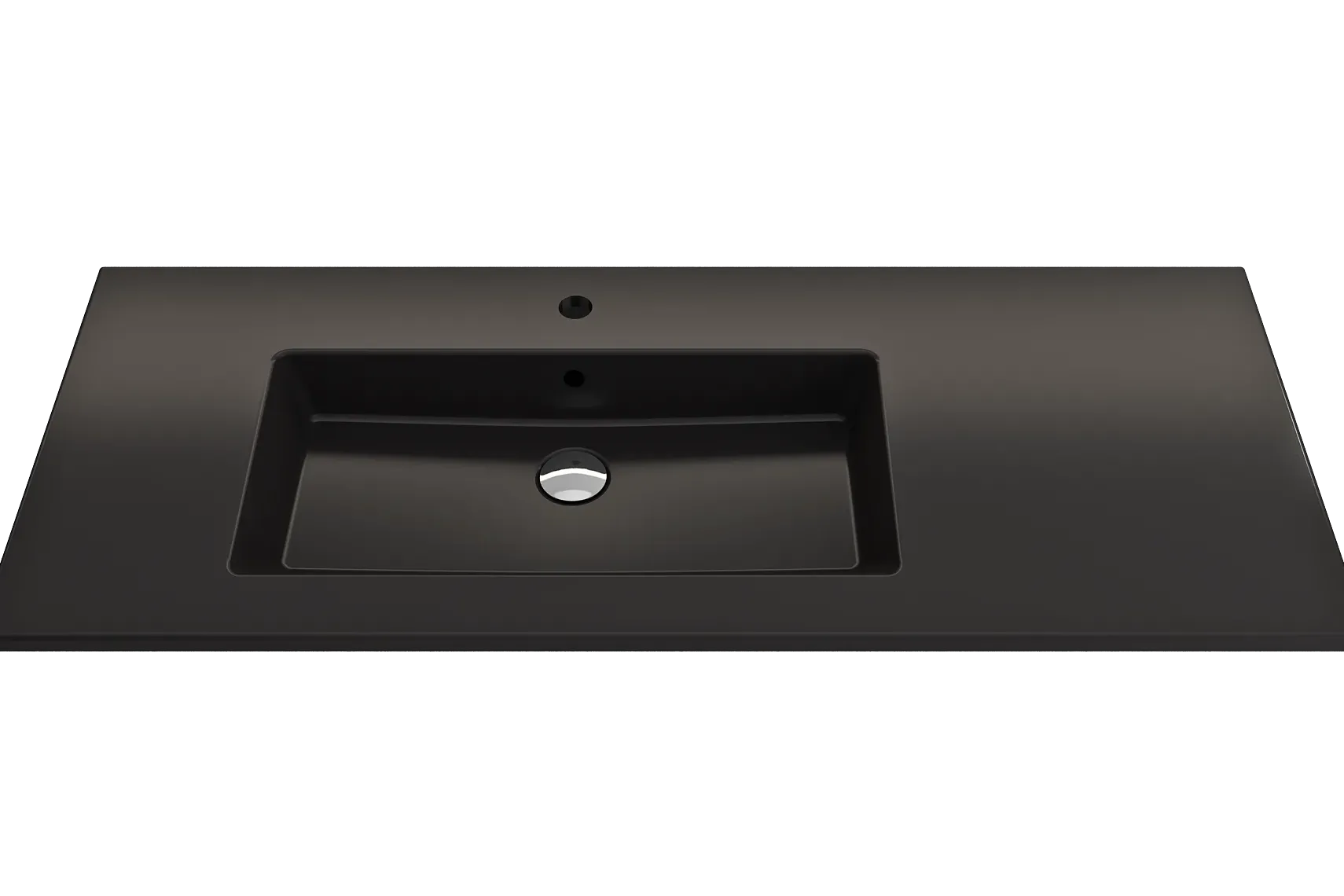 BOCCHI Ravenna 48" Rectangle Wallmount Fireclay Bathroom Sink, Matte Black , Single Faucet Hole, 1305-004-0126