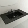 BOCCHI Ravenna 32" Rectangle Wallmount Fireclay Bathroom Sink, Black, Single Faucet Hole, 1113-005-0126