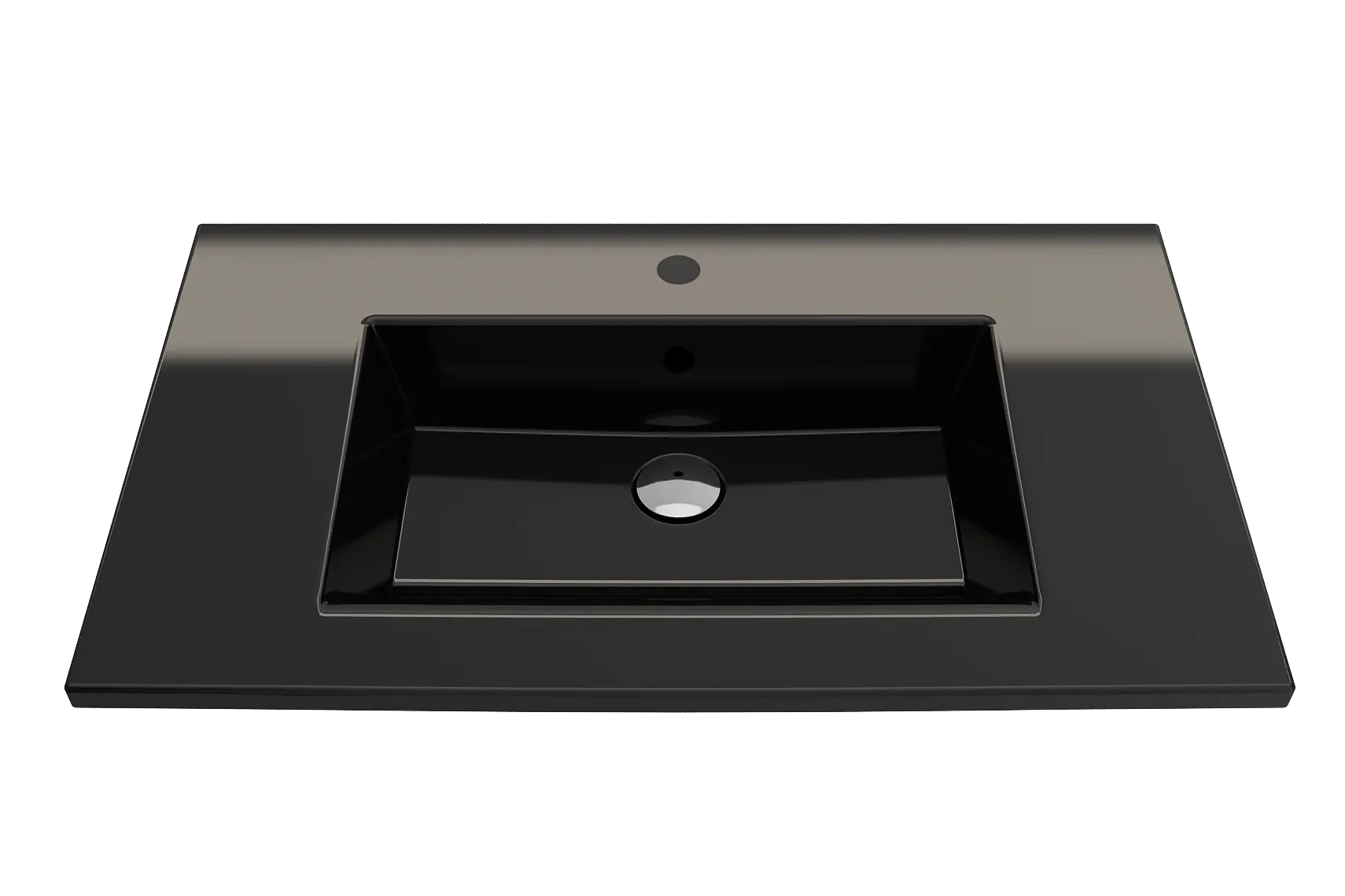 BOCCHI Ravenna 32" Rectangle Wallmount Fireclay Bathroom Sink, Black, Single Faucet Hole, 1113-005-0126