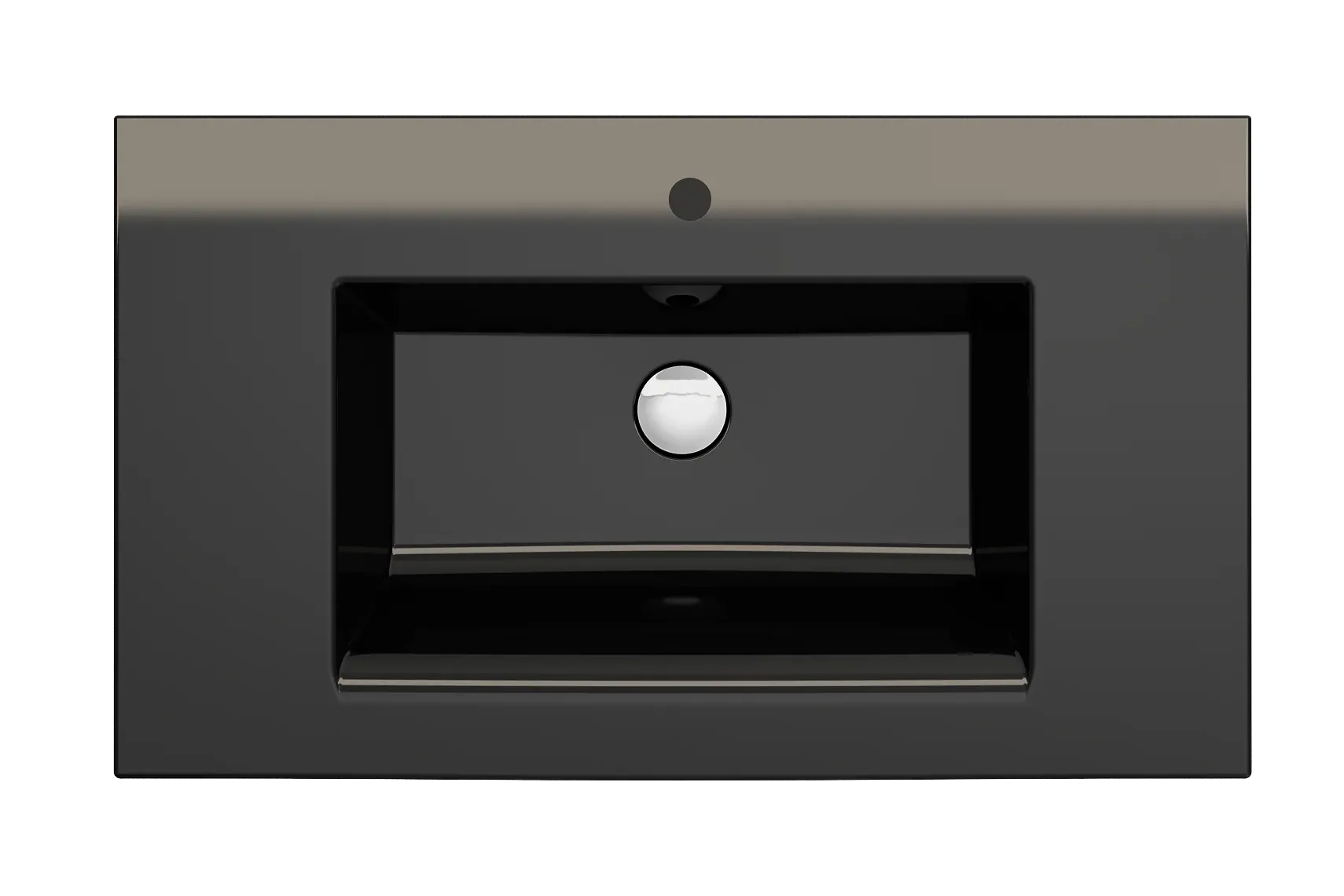 BOCCHI Ravenna 32" Rectangle Wallmount Fireclay Bathroom Sink, Black, Single Faucet Hole, 1113-005-0126