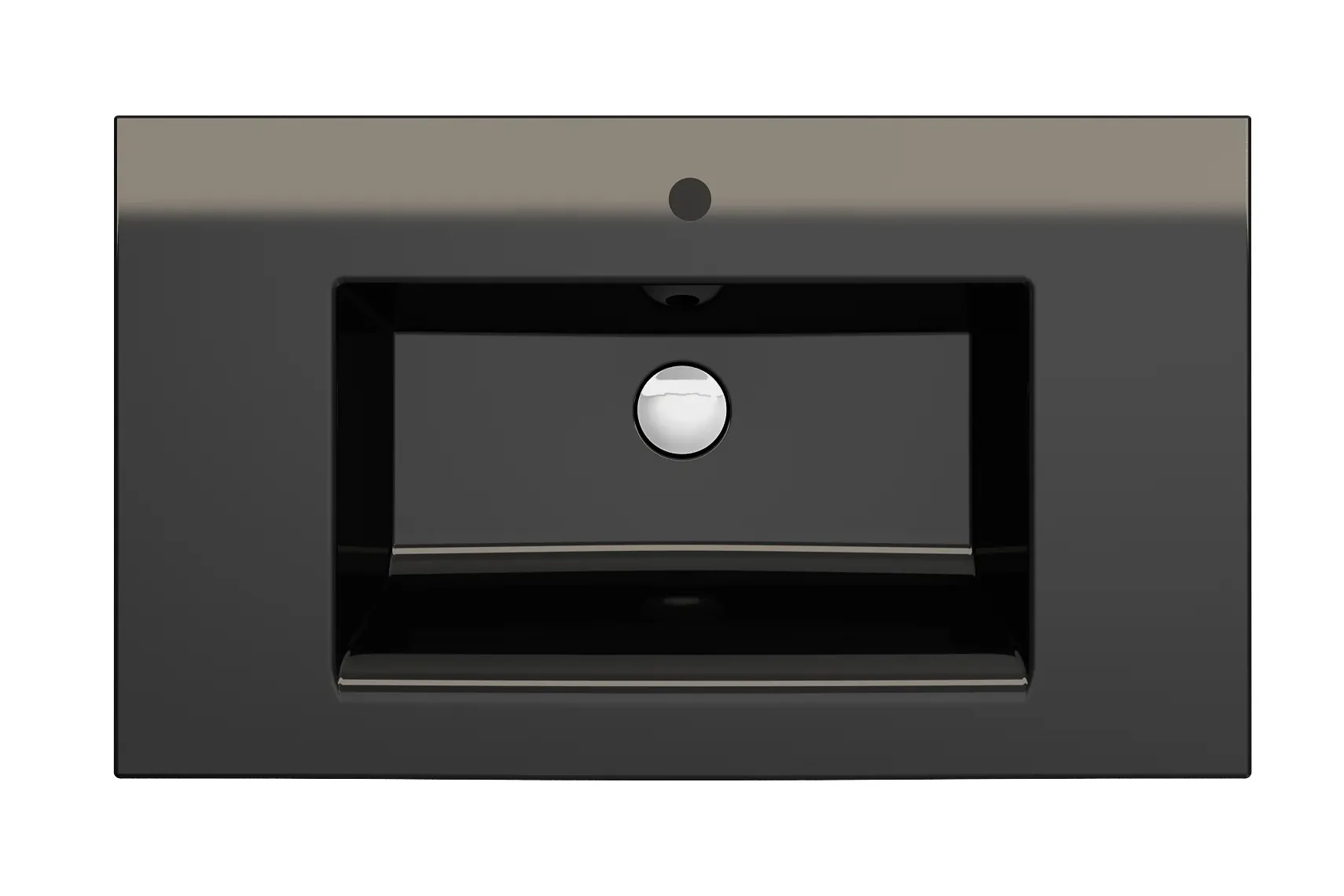 BOCCHI Ravenna 32" Rectangle Wallmount Fireclay Bathroom Sink, Black, Single Faucet Hole, 1113-005-0126
