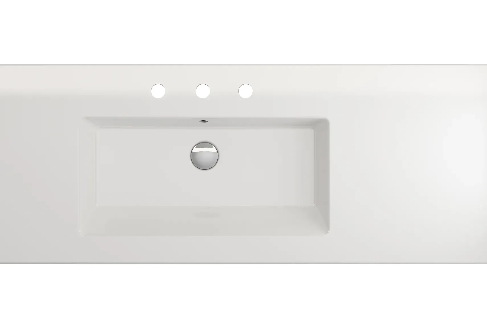 BOCCHI Ravenna 48" Rectangle Wallmount Fireclay Bathroom Sink, White, 3 Faucet Hole, 1305-001-0127