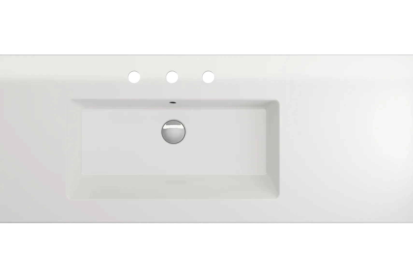 BOCCHI Ravenna 48" Rectangle Wallmount Fireclay Bathroom Sink, White, 3 Faucet Hole, 1305-001-0127