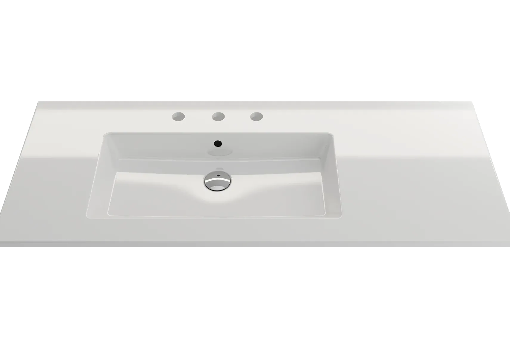 BOCCHI Ravenna 48" Rectangle Wallmount Fireclay Bathroom Sink, White, 3 Faucet Hole, 1305-001-0127