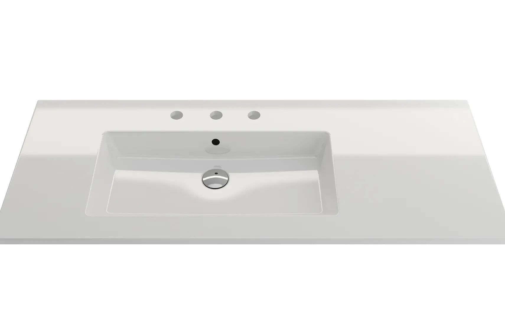 BOCCHI Ravenna 48" Rectangle Wallmount Fireclay Bathroom Sink, White, 3 Faucet Hole, 1305-001-0127