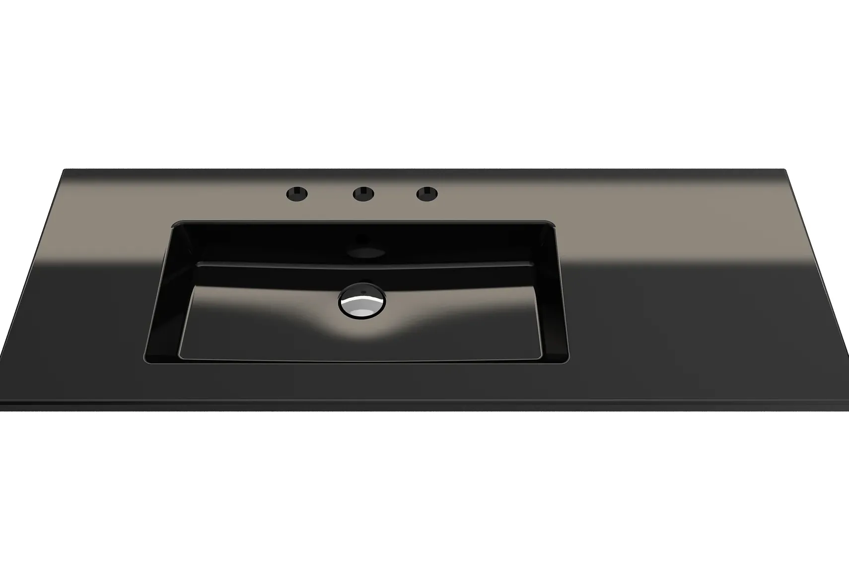 BOCCHI Ravenna 48" Rectangle Wallmount Fireclay Bathroom Sink, Black, 3 Faucet Hole, 1305-005-0127