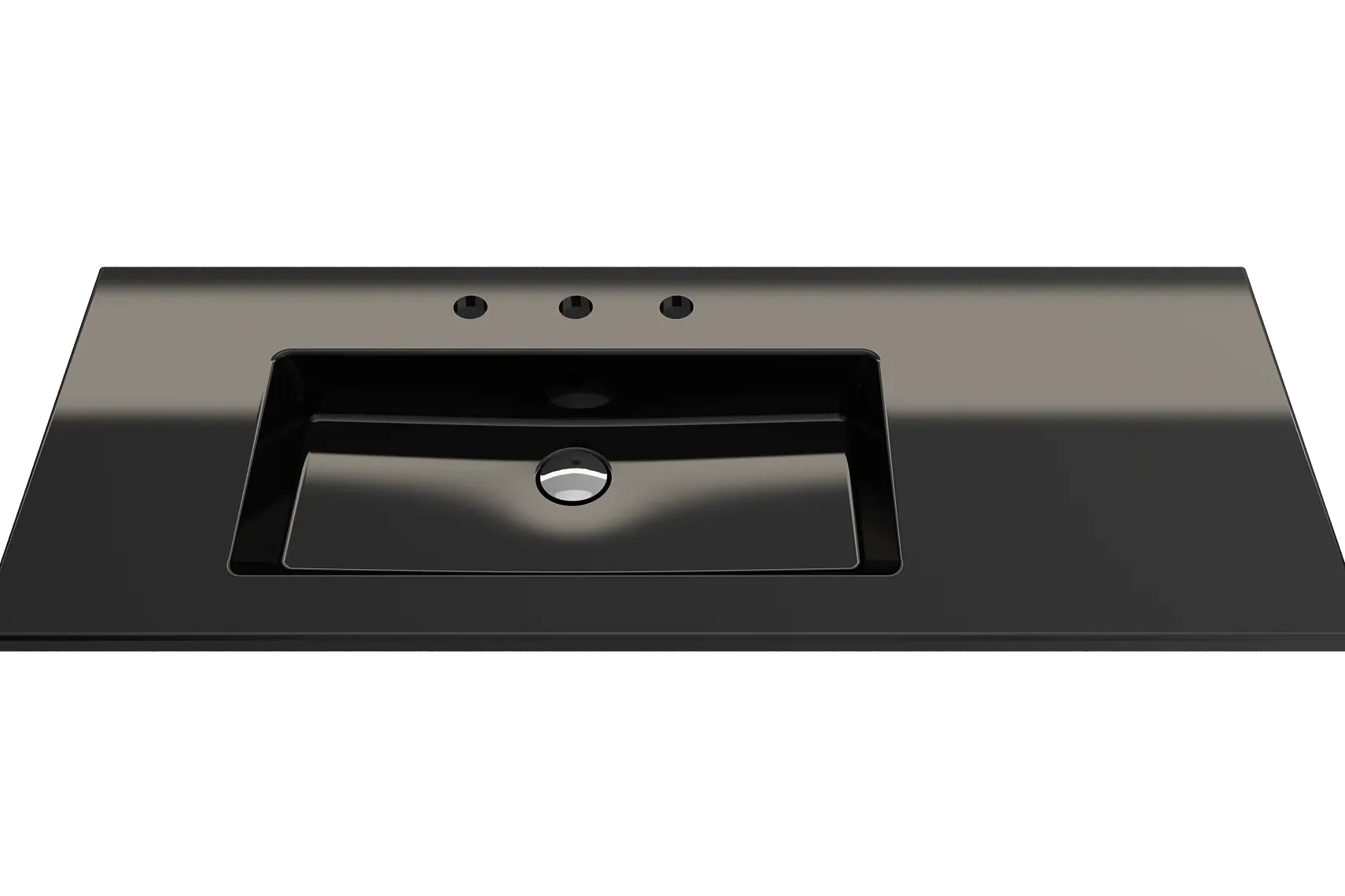 BOCCHI Ravenna 48" Rectangle Wallmount Fireclay Bathroom Sink, Black, 3 Faucet Hole, 1305-005-0127