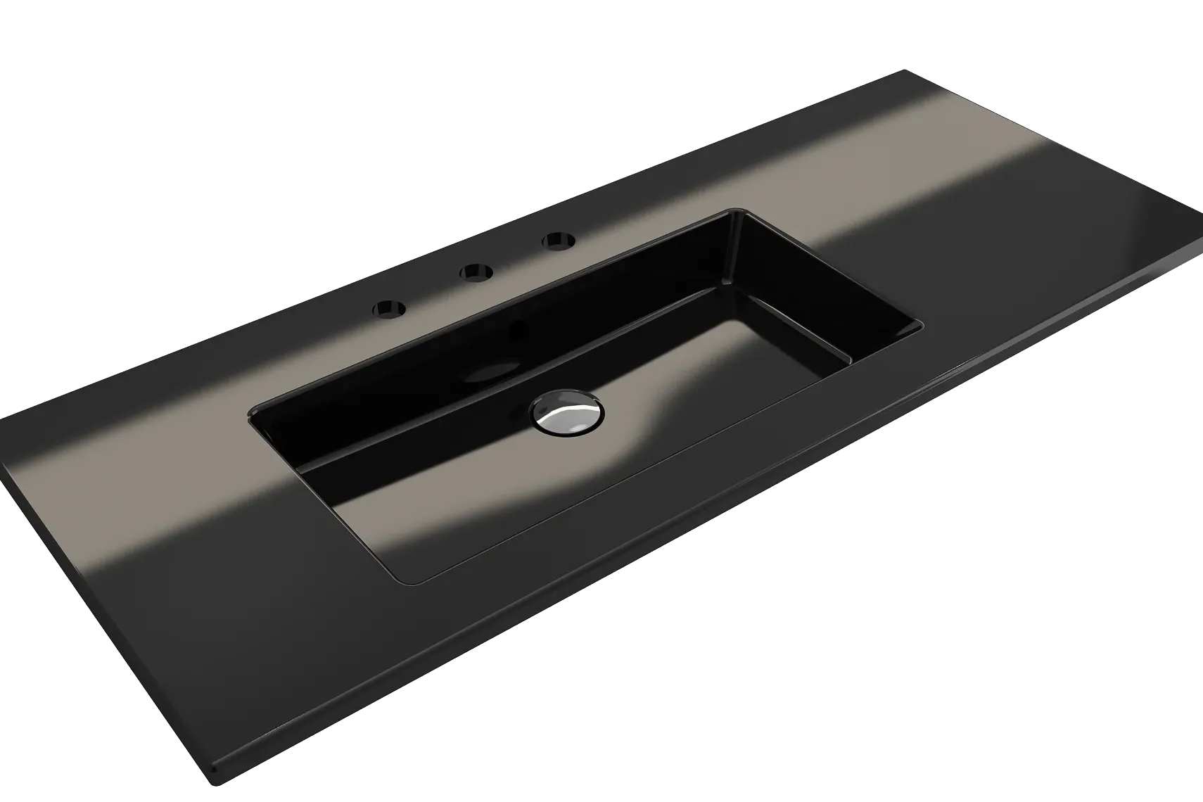 BOCCHI Ravenna 48" Rectangle Wallmount Fireclay Bathroom Sink, Black, 3 Faucet Hole, 1305-005-0127