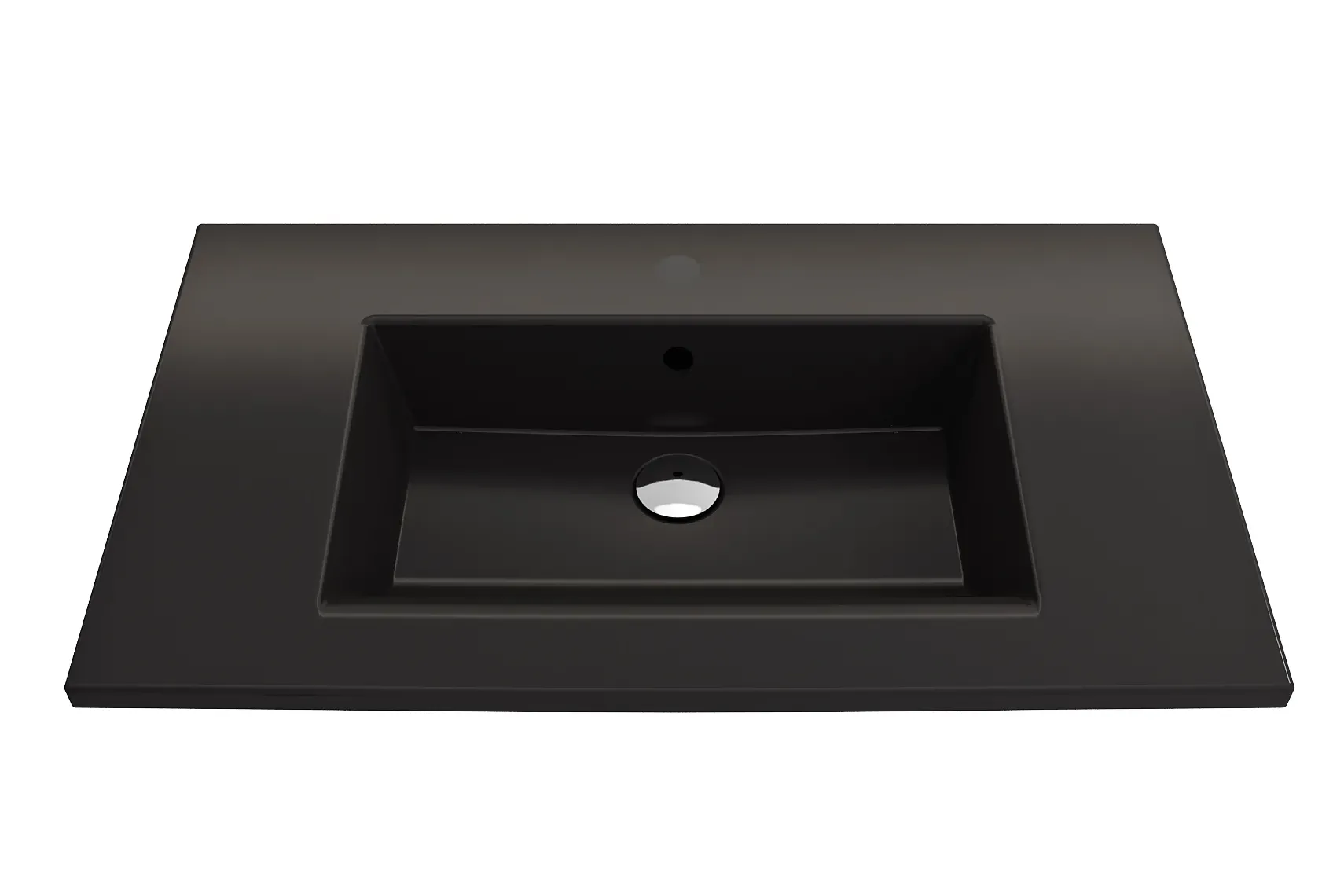 BOCCHI Ravenna 32" Rectangle Wallmount Fireclay Bathroom Sink, Matte Black, Single Faucet Hole, 1113-004-0126