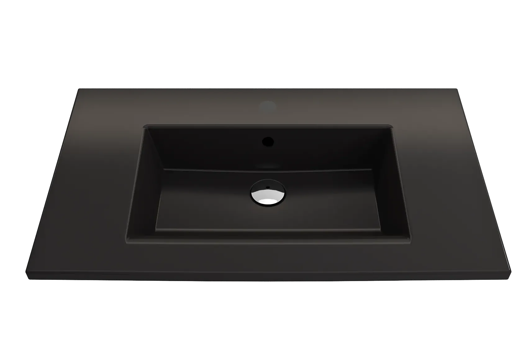 BOCCHI Ravenna 32" Rectangle Wallmount Fireclay Bathroom Sink, Matte Black, Single Faucet Hole, 1113-004-0126