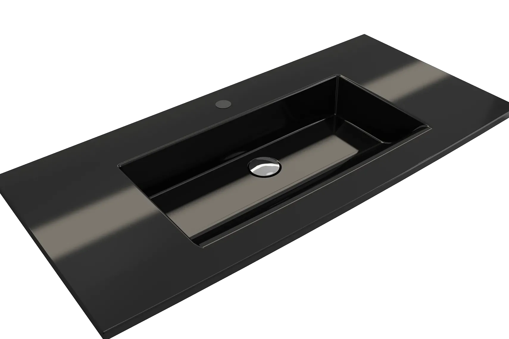 BOCCHI Ravenna 41" Rectangle Wallmount Fireclay Bathroom Sink, Black, Single Faucet Hole, 1105-005-0126