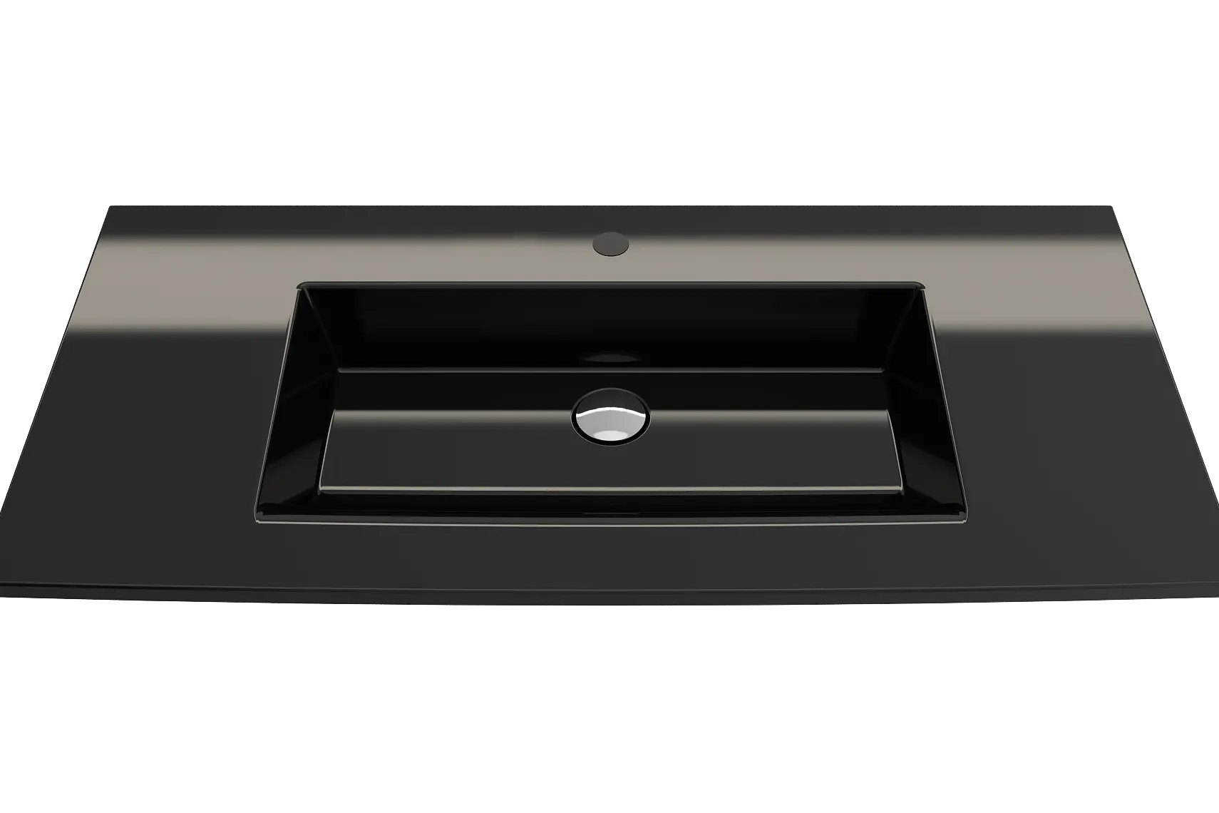 BOCCHI Ravenna 41" Rectangle Wallmount Fireclay Bathroom Sink, Black, Single Faucet Hole, 1105-005-0126