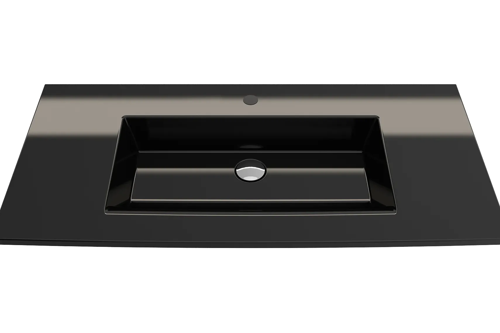 BOCCHI Ravenna 41" Rectangle Wallmount Fireclay Bathroom Sink, Black, Single Faucet Hole, 1105-005-0126