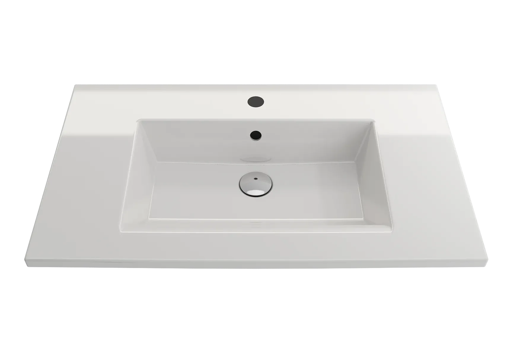 BOCCHI Ravenna 32" Rectangle Wallmount Fireclay Bathroom Sink, White, Single Faucet Hole, 1113-001-0126