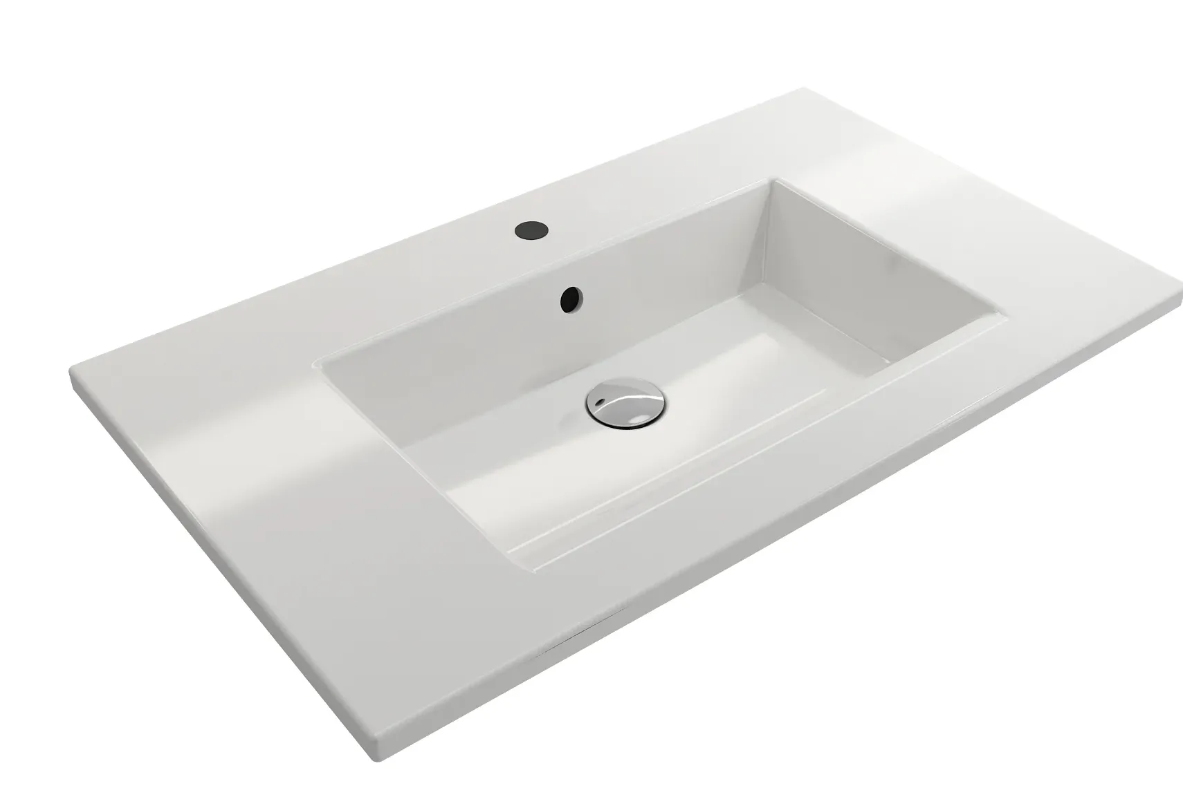 BOCCHI Ravenna 32" Rectangle Wallmount Fireclay Bathroom Sink, White, Single Faucet Hole, 1113-001-0126