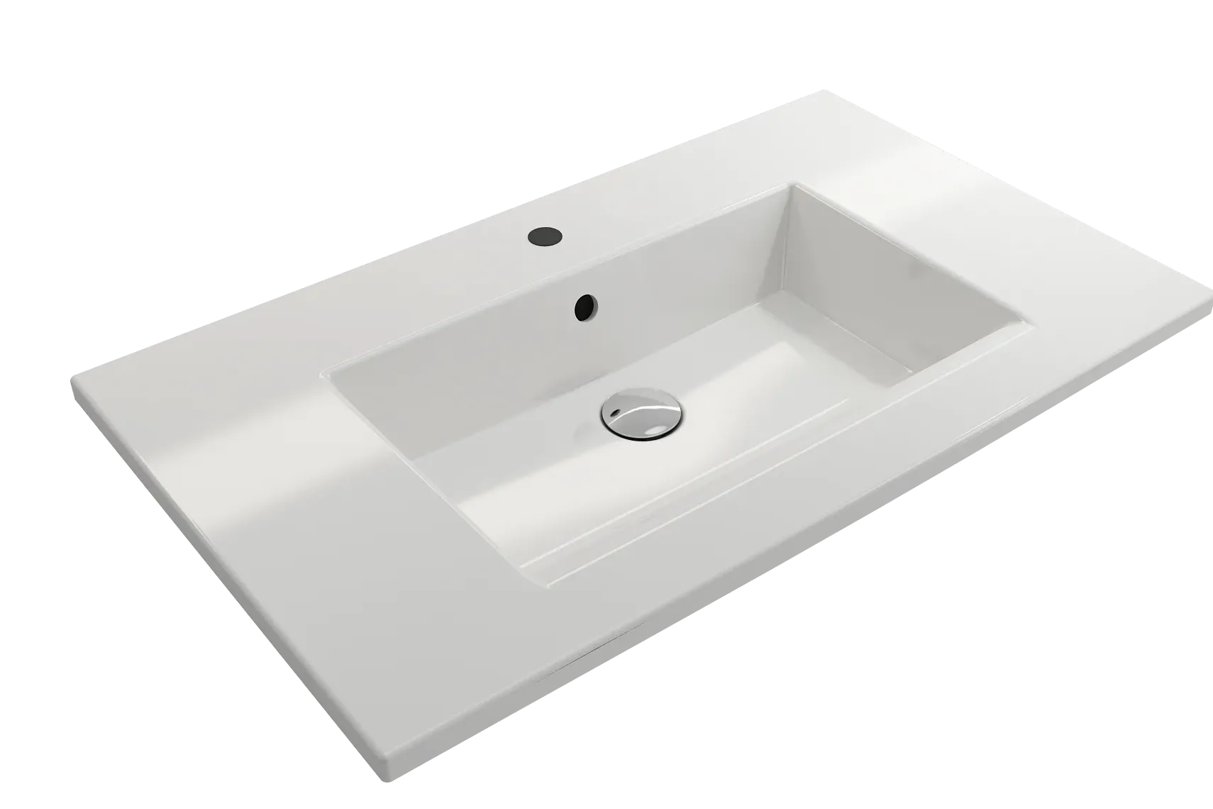BOCCHI Ravenna 32" Rectangle Wallmount Fireclay Bathroom Sink, White, Single Faucet Hole, 1113-001-0126
