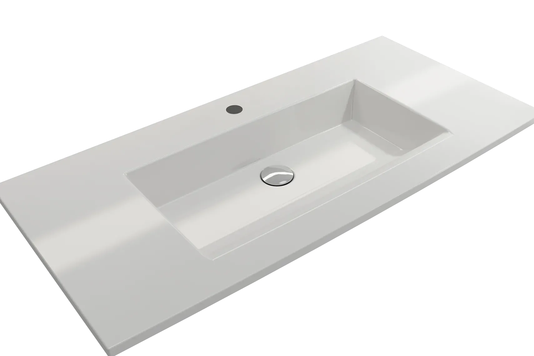 BOCCHI Ravenna 41" Rectangle Wallmount Fireclay Bathroom Sink, White, Single Faucet Hole, 1105-001-0126