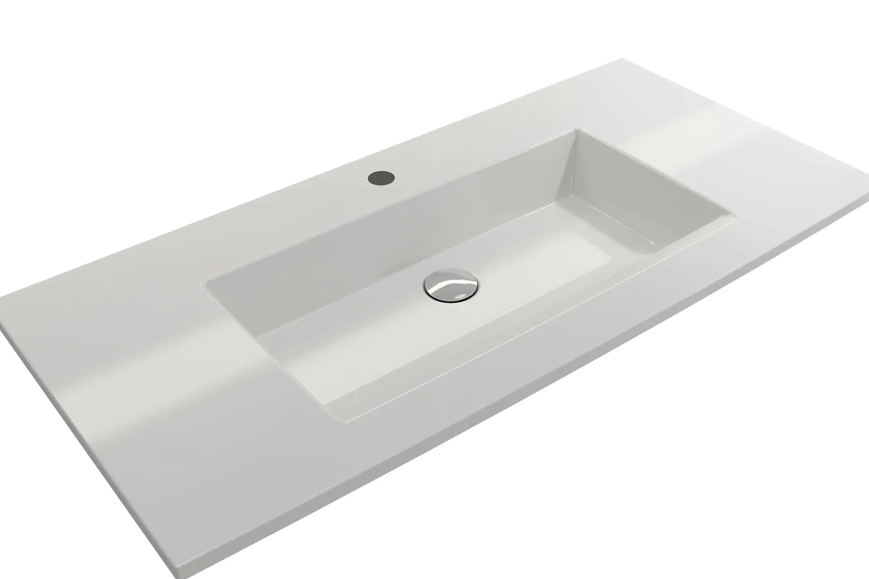 BOCCHI Ravenna 41" Rectangle Wallmount Fireclay Bathroom Sink, White, Single Faucet Hole, 1105-001-0126