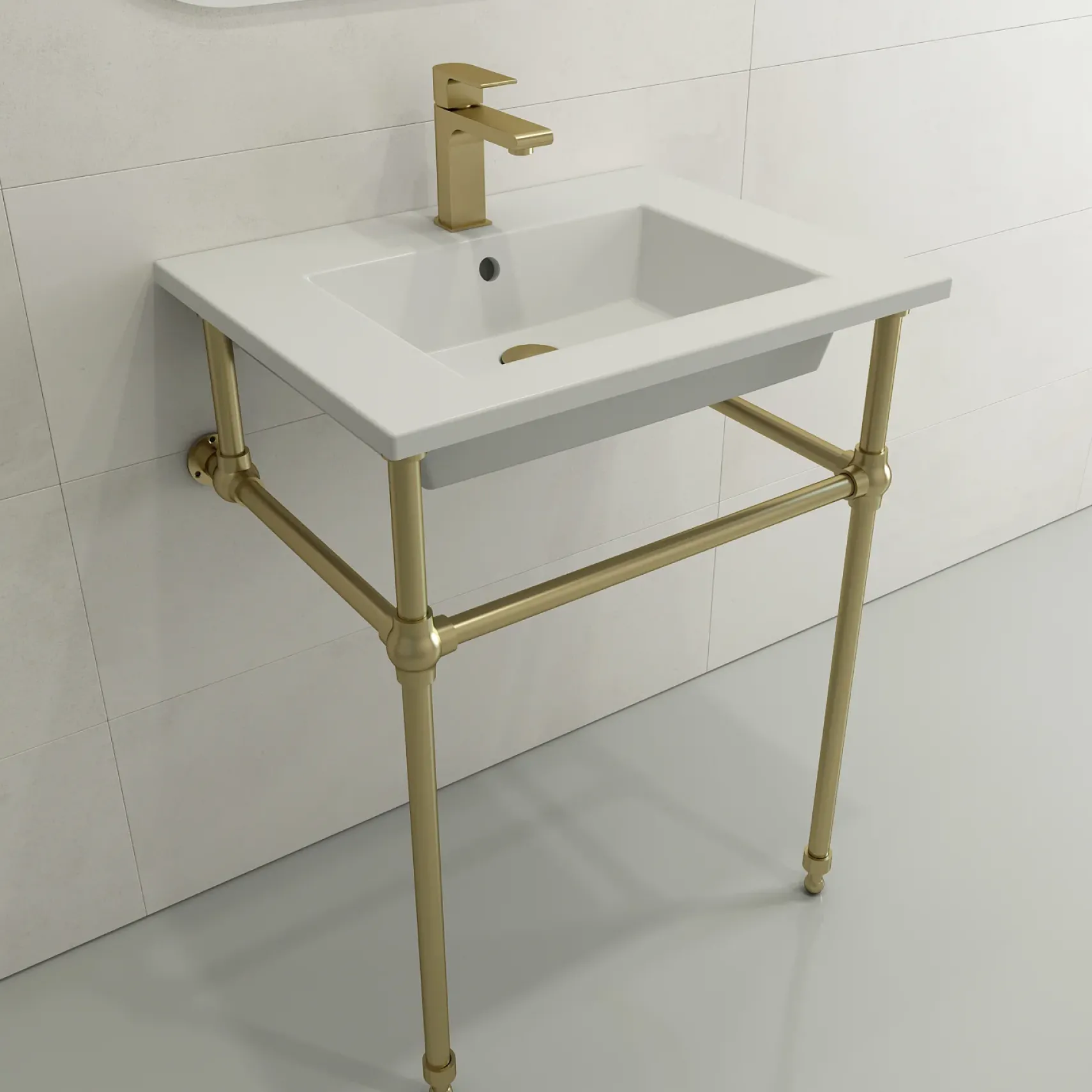 BOCCHI Ravenna 25" Rectangle Wallmount Fireclay Bathroom Sink, Matte White, Single Faucet Hole, 1161-002-0126