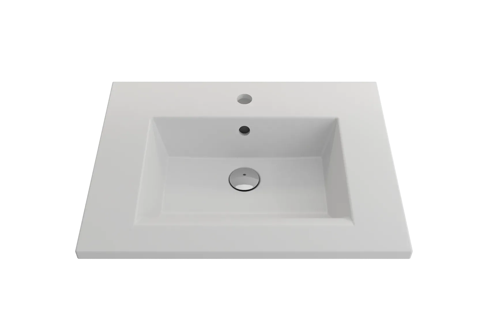 BOCCHI Ravenna 25" Rectangle Wallmount Fireclay Bathroom Sink, Matte White, Single Faucet Hole, 1161-002-0126