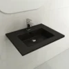 BOCCHI Ravenna 25" Rectangle Wallmount Fireclay Bathroom Sink, Matte Black, Single Faucet Hole, 1161-004-0126