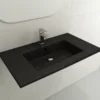 BOCCHI Ravenna 32" Rectangle Wallmount Fireclay Bathroom Sink, Matte Black, 3 Faucet Hole, 1113-004-0127