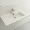 BOCCHI Ravenna 32" Rectangle Wallmount Fireclay Bathroom Sink, White, 3 Faucet Hole, 1113-001-0127
