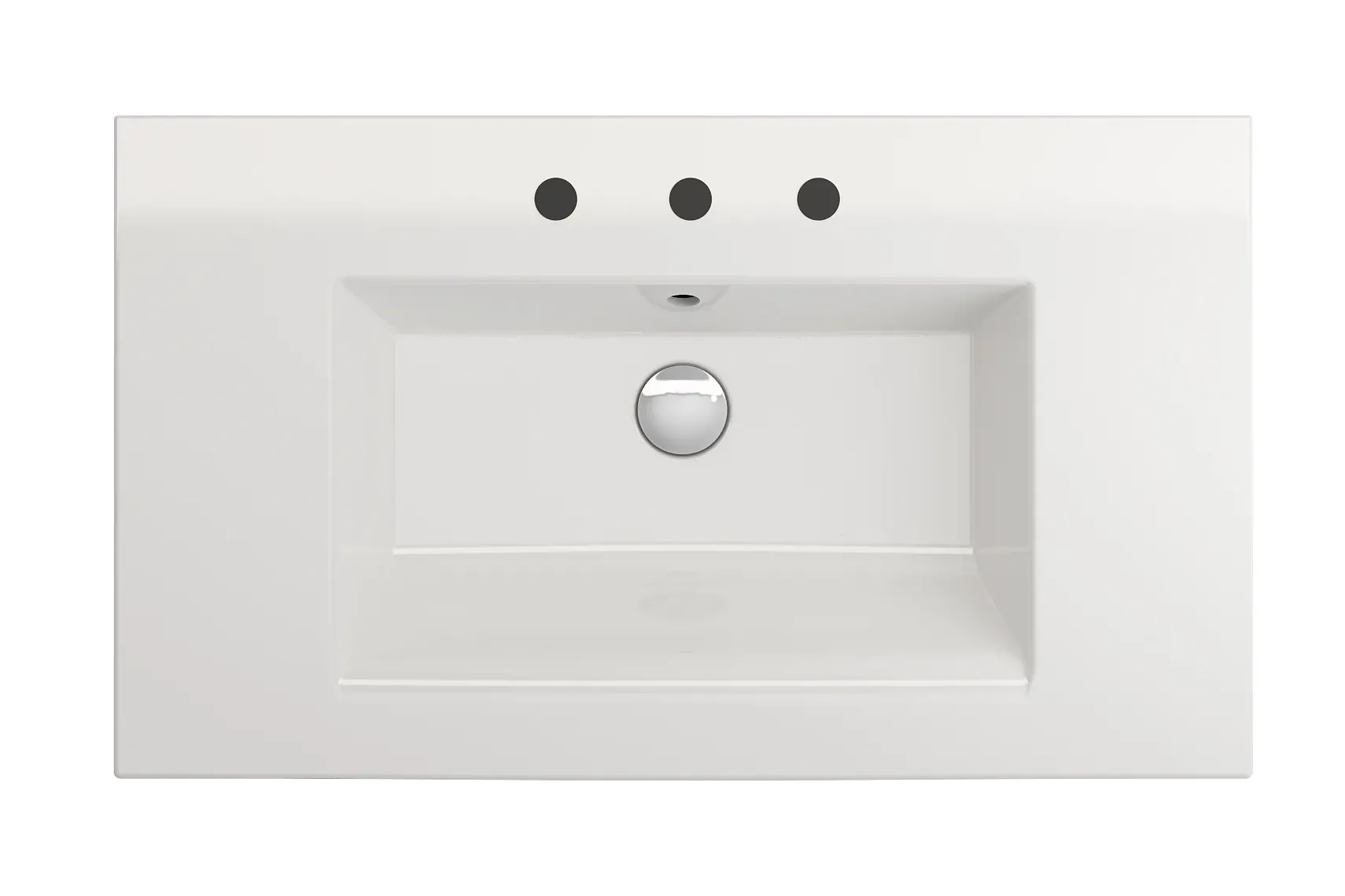 BOCCHI Ravenna 32" Rectangle Wallmount Fireclay Bathroom Sink, White, 3 Faucet Hole, 1113-001-0127