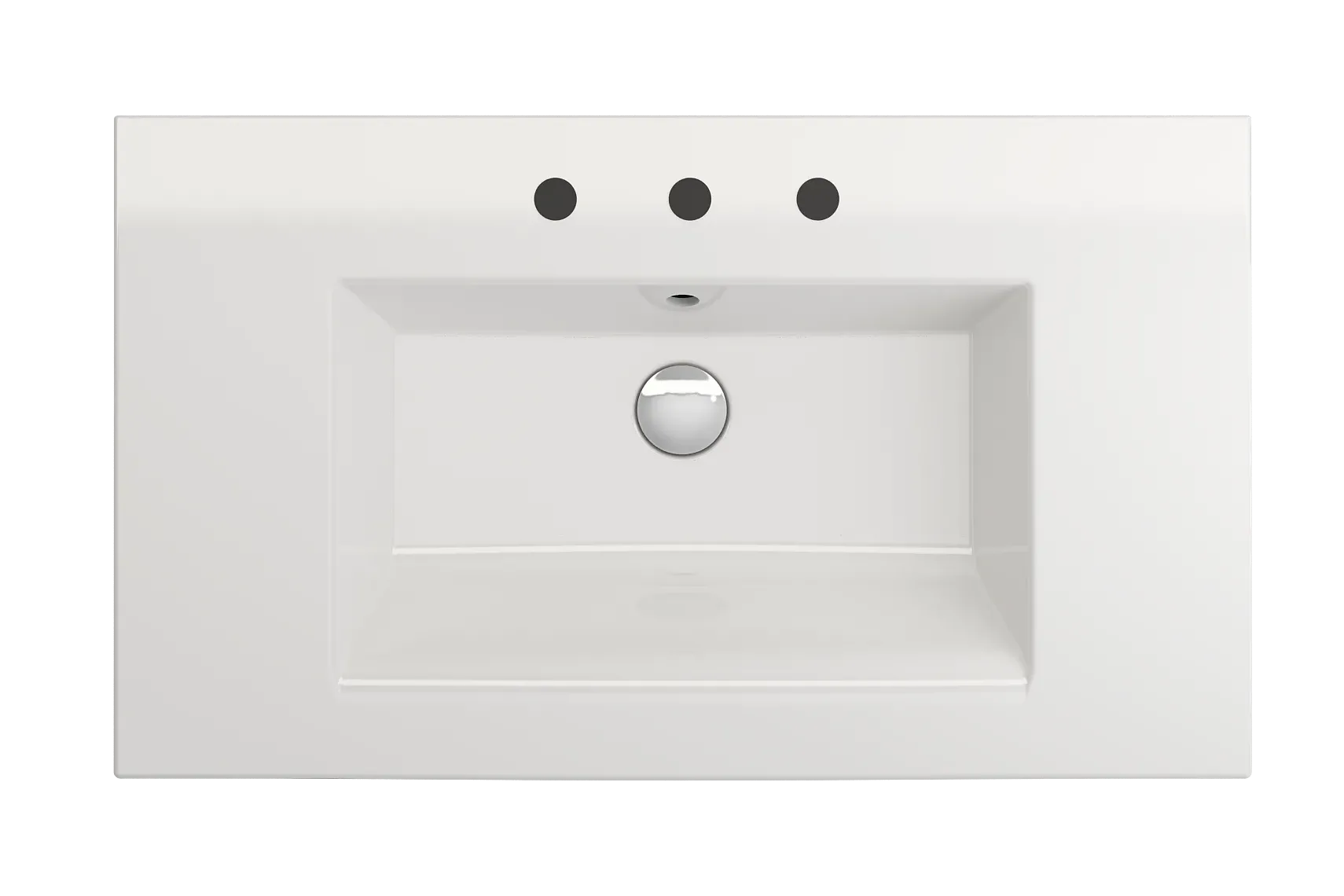 BOCCHI Ravenna 32" Rectangle Wallmount Fireclay Bathroom Sink, White, 3 Faucet Hole, 1113-001-0127