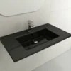 BOCCHI Ravenna 32" Rectangle Wallmount Fireclay Bathroom Sink, Black, 3 Faucet Hole, 1113-005-0127