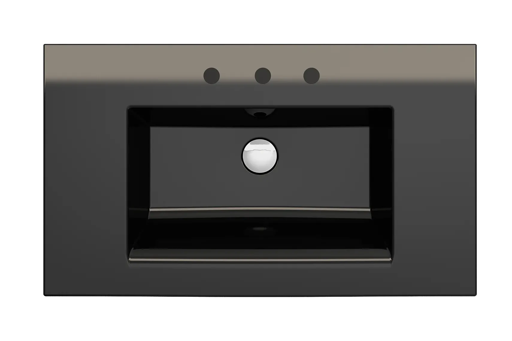 BOCCHI Ravenna 32" Rectangle Wallmount Fireclay Bathroom Sink, Black, 3 Faucet Hole, 1113-005-0127