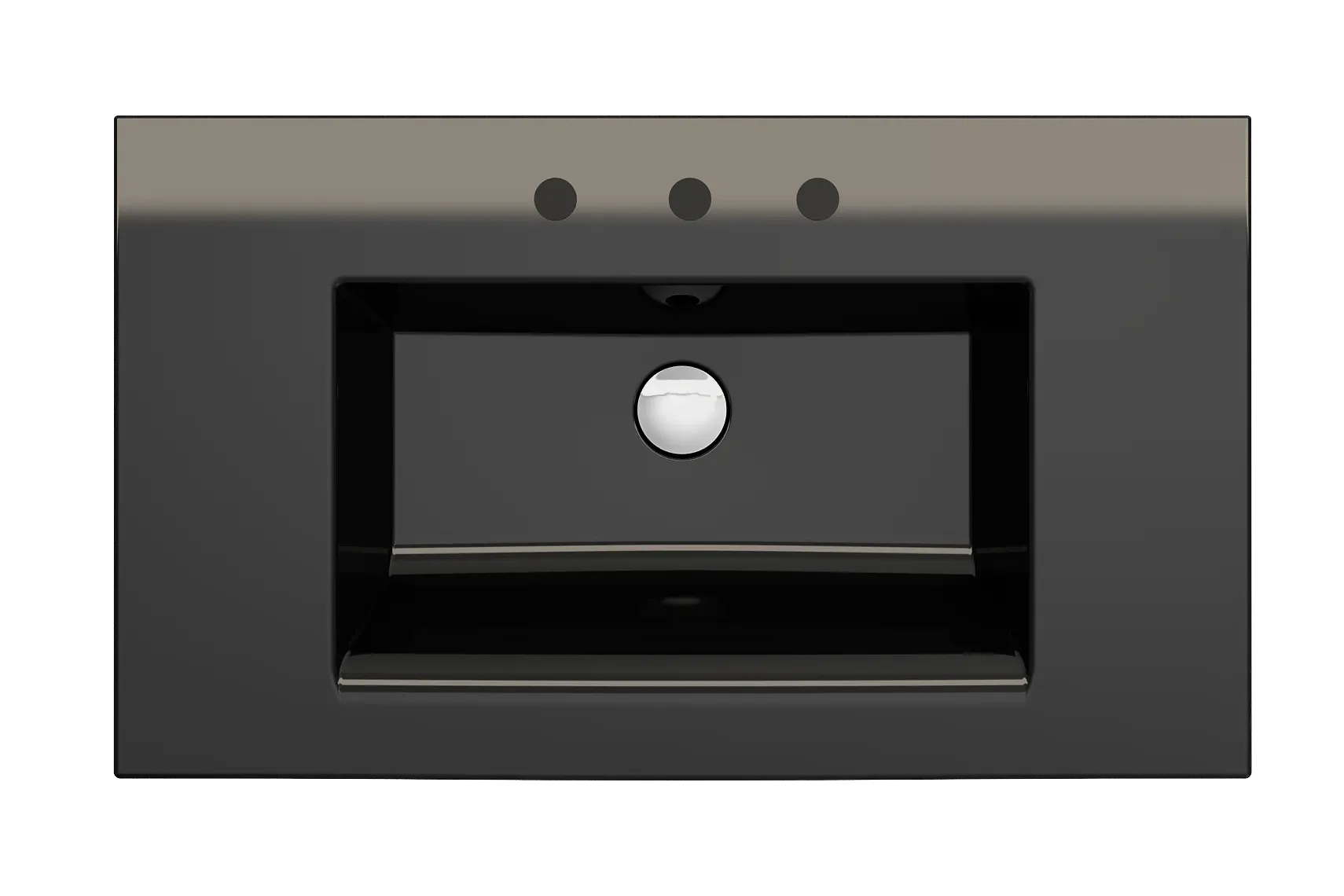 BOCCHI Ravenna 32" Rectangle Wallmount Fireclay Bathroom Sink, Black, 3 Faucet Hole, 1113-005-0127