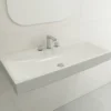 BOCCHI Scala 40" Rectangle Wallmount Fireclay Bathroom Sink, Matte White, 3 Faucet Hole, 1079-002-0127