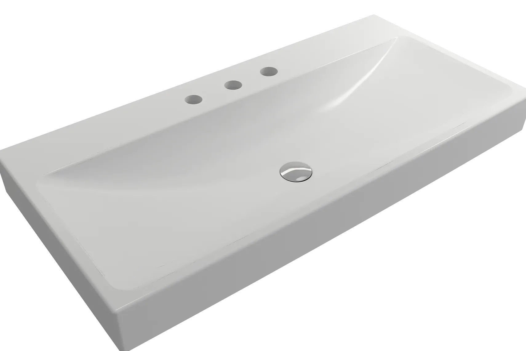 BOCCHI Scala 40" Rectangle Wallmount Fireclay Bathroom Sink, Matte White, 3 Faucet Hole, 1079-002-0127