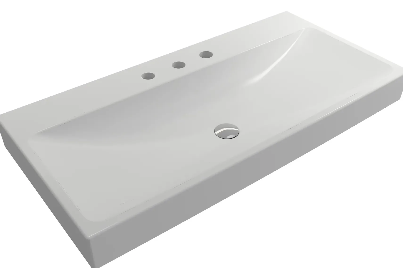 BOCCHI Scala 40" Rectangle Wallmount Fireclay Bathroom Sink, Matte White, 3 Faucet Hole, 1079-002-0127