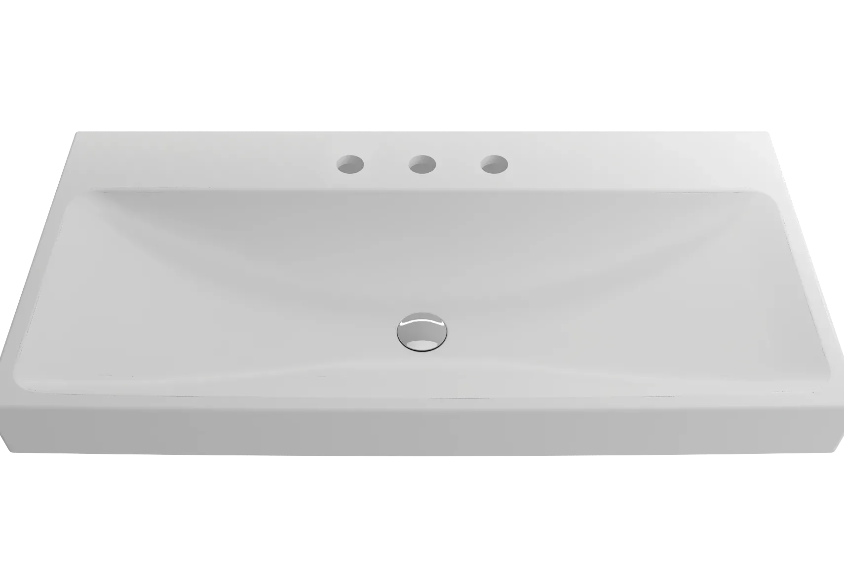 BOCCHI Scala 40" Rectangle Wallmount Fireclay Bathroom Sink, Matte White, 3 Faucet Hole, 1079-002-0127