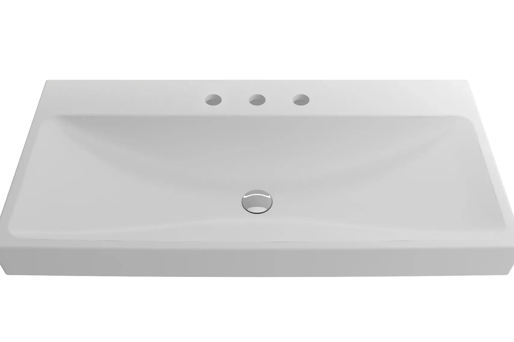 BOCCHI Scala 40" Rectangle Wallmount Fireclay Bathroom Sink, Matte White, 3 Faucet Hole, 1079-002-0127