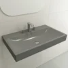 BOCCHI Scala 32" Rectangle Wallmount Fireclay Bathroom Sink, Matte Gray, 3 Faucet Hole, 1078-006-0127