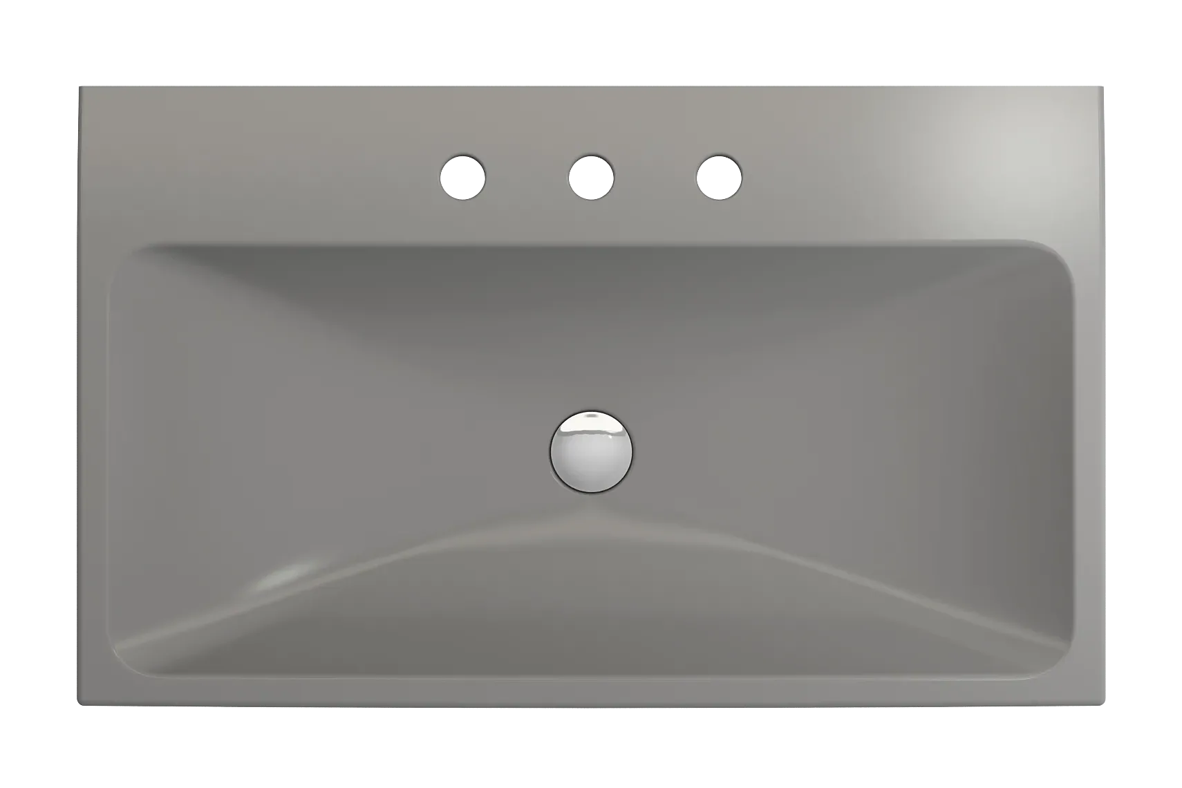 BOCCHI Scala 32" Rectangle Wallmount Fireclay Bathroom Sink, Matte Gray, 3 Faucet Hole, 1078-006-0127