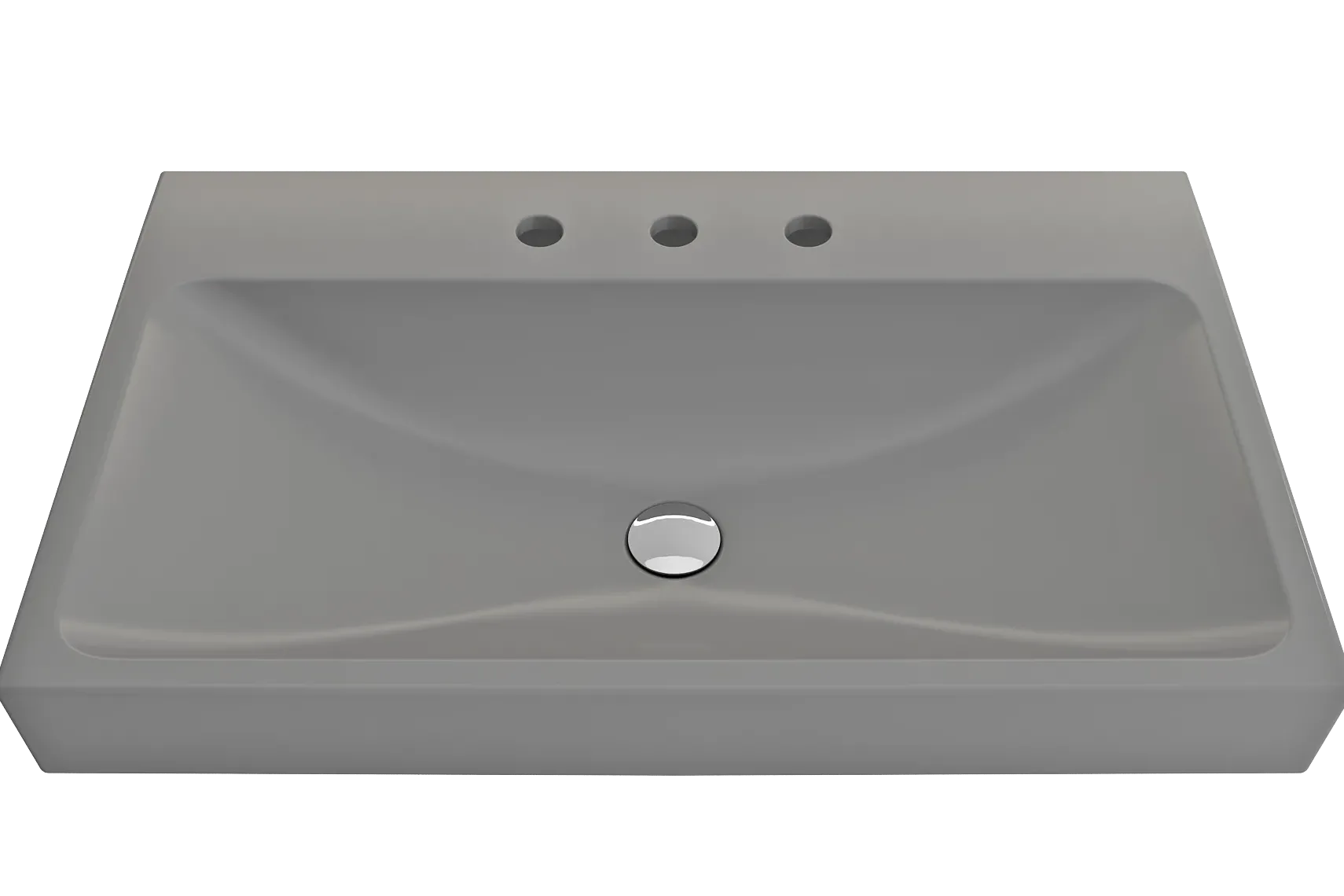 BOCCHI Scala 32" Rectangle Wallmount Fireclay Bathroom Sink, Matte Gray, 3 Faucet Hole, 1078-006-0127