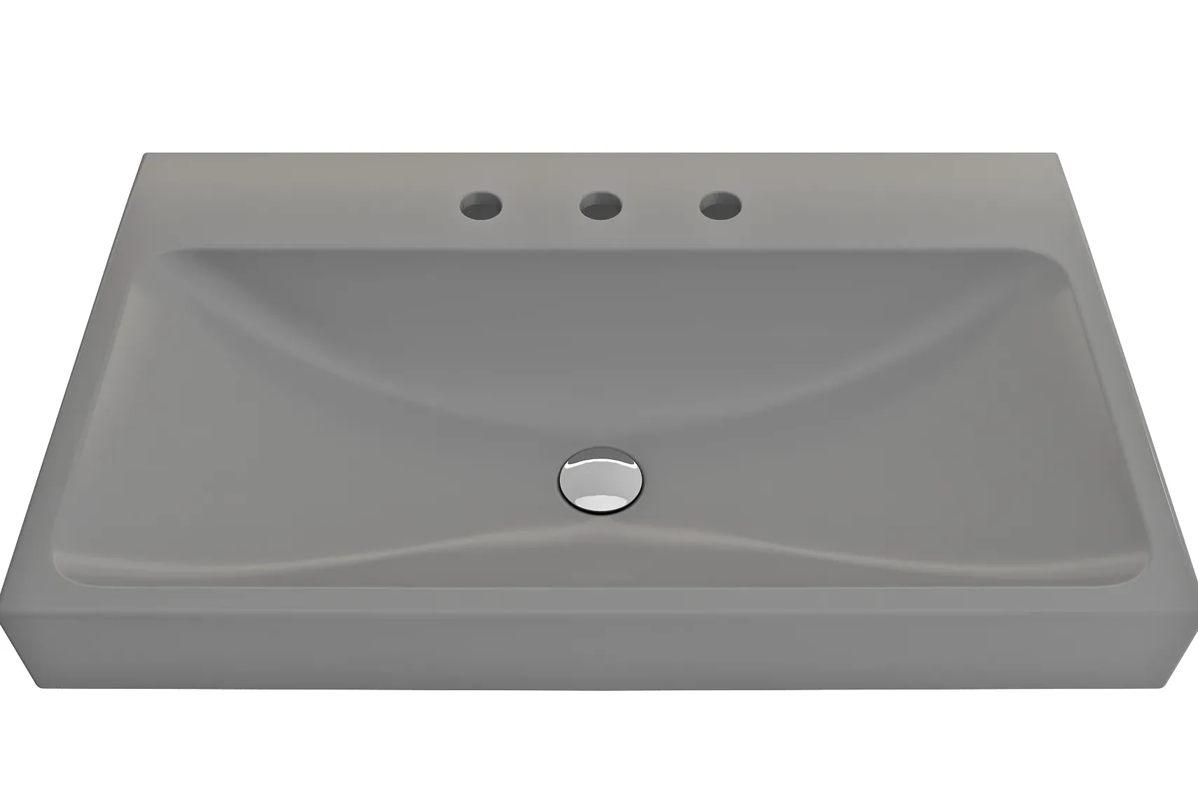 BOCCHI Scala 32" Rectangle Wallmount Fireclay Bathroom Sink, Matte Gray, 3 Faucet Hole, 1078-006-0127